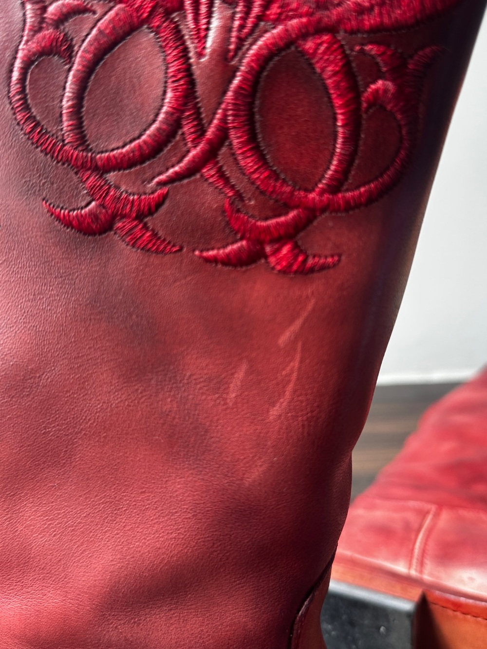 Frye Knee-High Leather Riding Boots in Deep Red - Picture 10 of 10